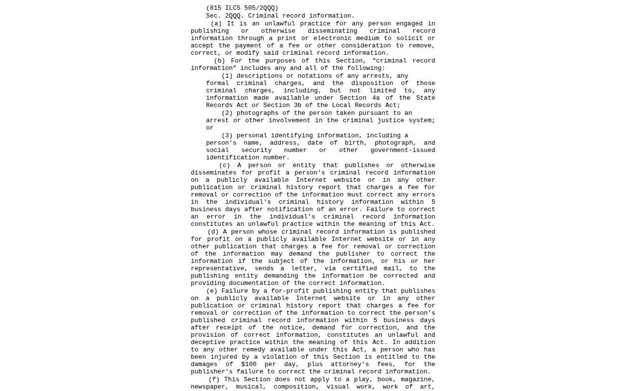 Illinois anti-pay-to-remove law source for Mason County mugshot records