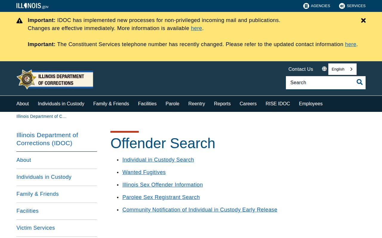 Illinois DOC offender search for Mason County state custody records