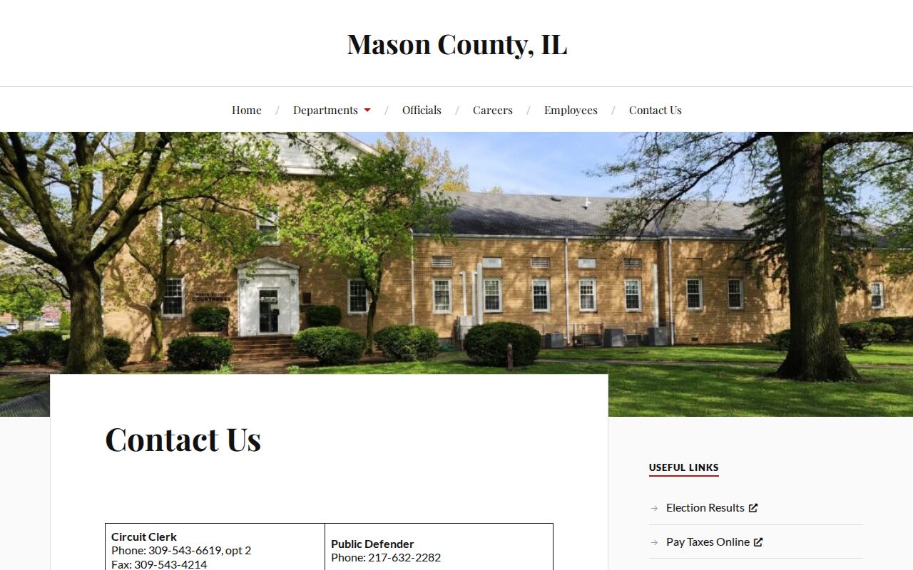 Mason County official contact page for booking and arrest records