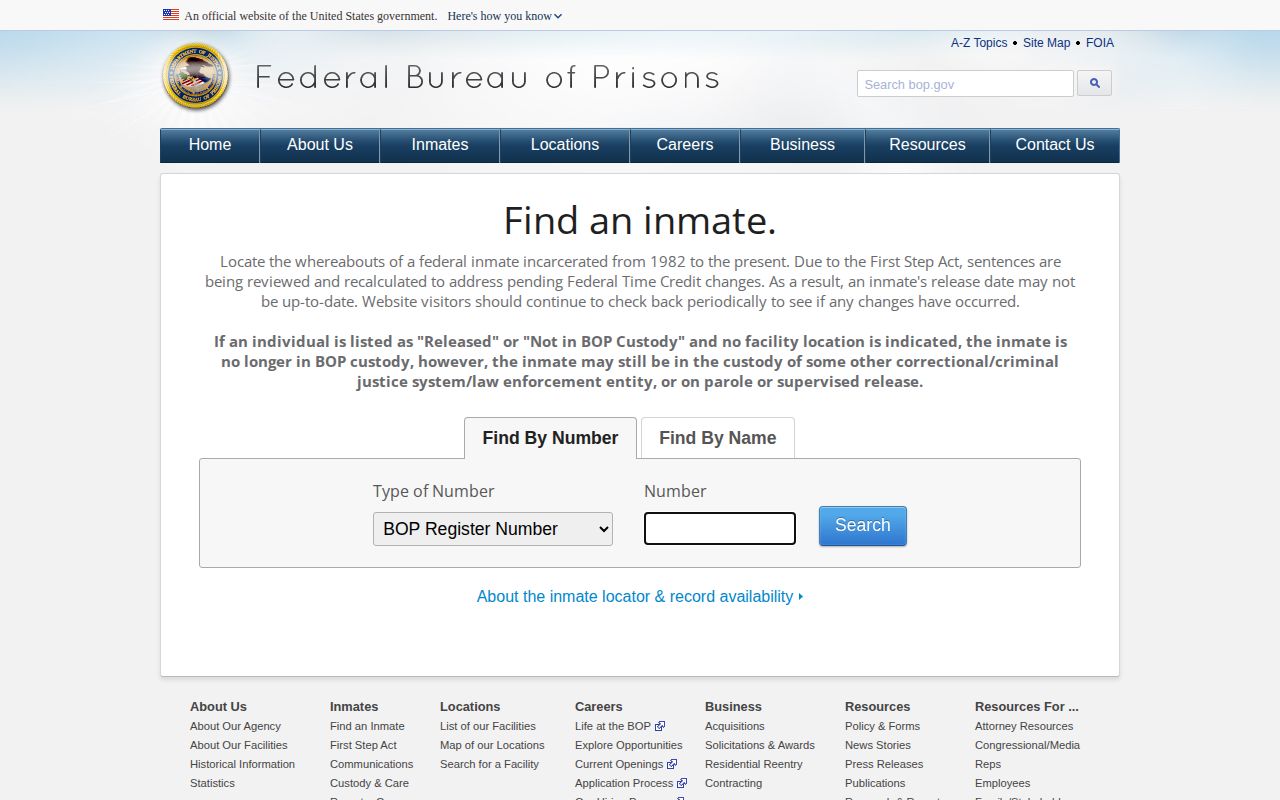 Federal inmate locator source for Mason County custody questions
